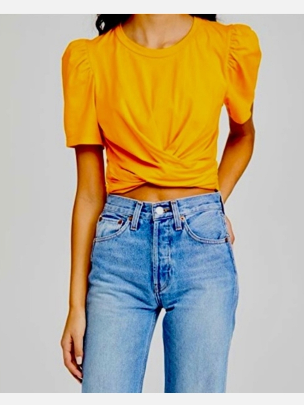 A.L.C. Josie Tie-Waist Top Puff Sleeves Women's S Preppy